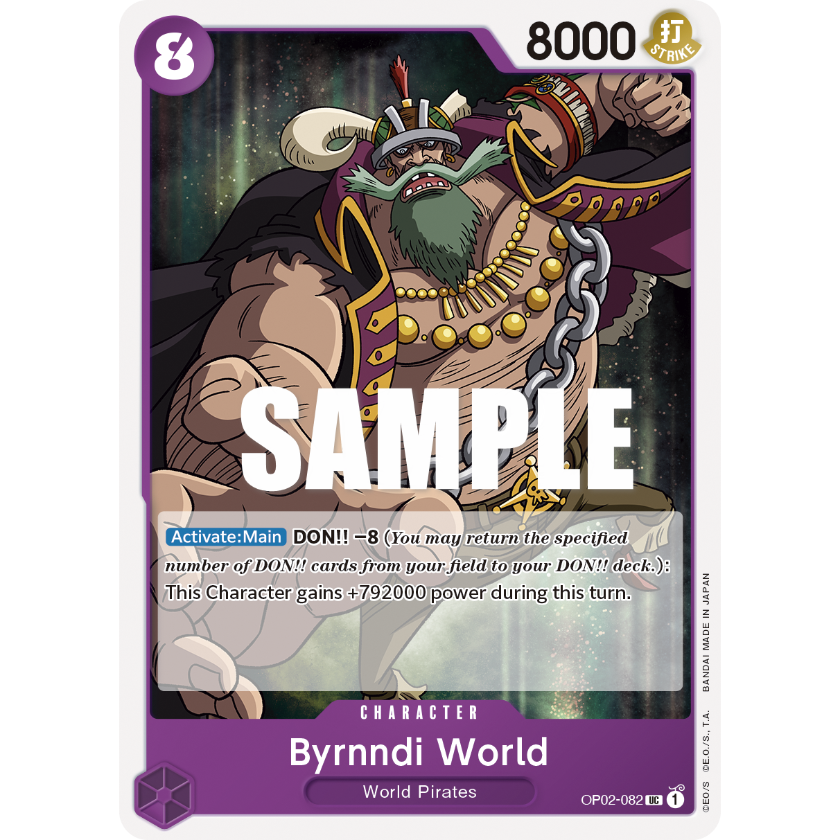 ONE PIECE CARD GAME OP02-082 UC BYRNNDI WORLD "PARAMOUNT WAR ENGLISH"