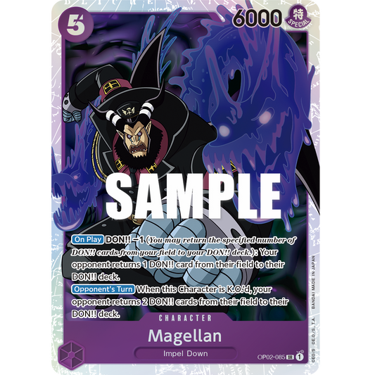 ONE PIECE CARD GAME OP02-085 SR MAGELLAN (V.1) "PARAMOUNT WAR ENGLISH"