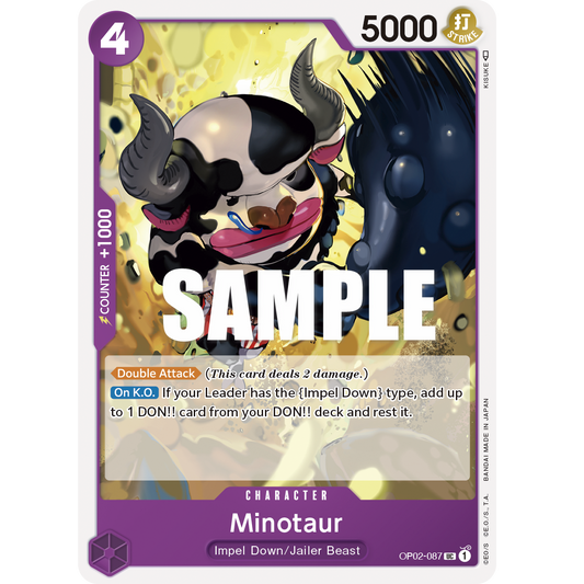 ONE PIECE CARD GAME OP02-087 UC MINOTAUR "PARAMOUNT WAR INGLÉS"