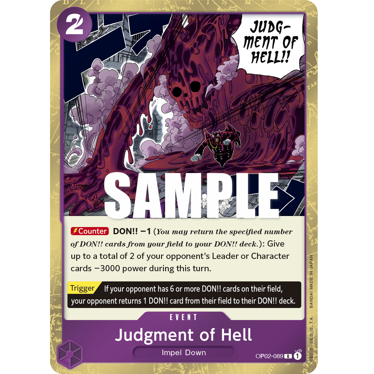 ONE PIECE CARD GAME OP02-089 R JUDGMENT OF HELL "PARAMOUNT WAR INGLÉS"