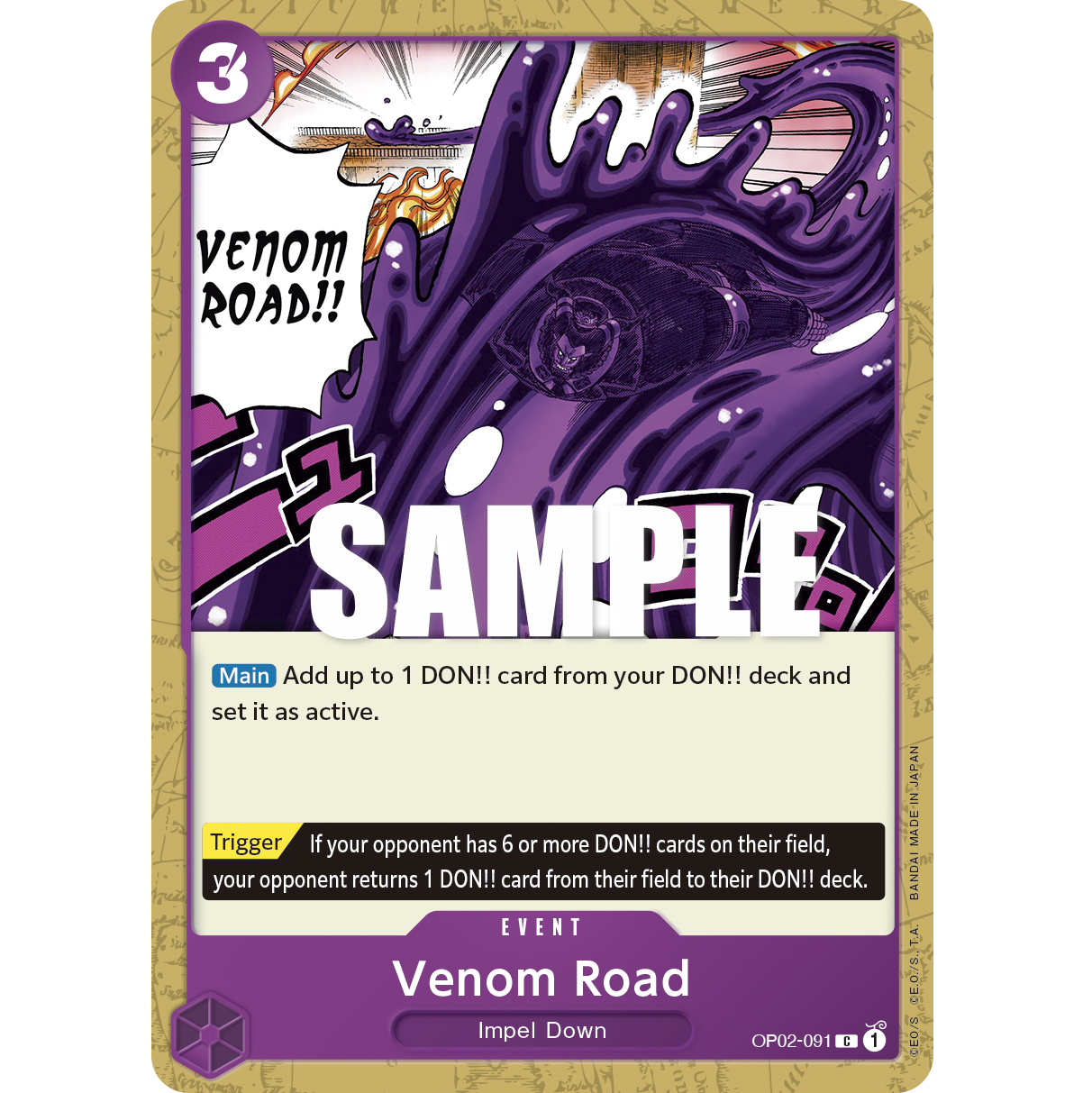 ONE PIECE CARD GAME OP02-091 C VENOM ROAD "PARAMOUNT WAR INGLÉS"