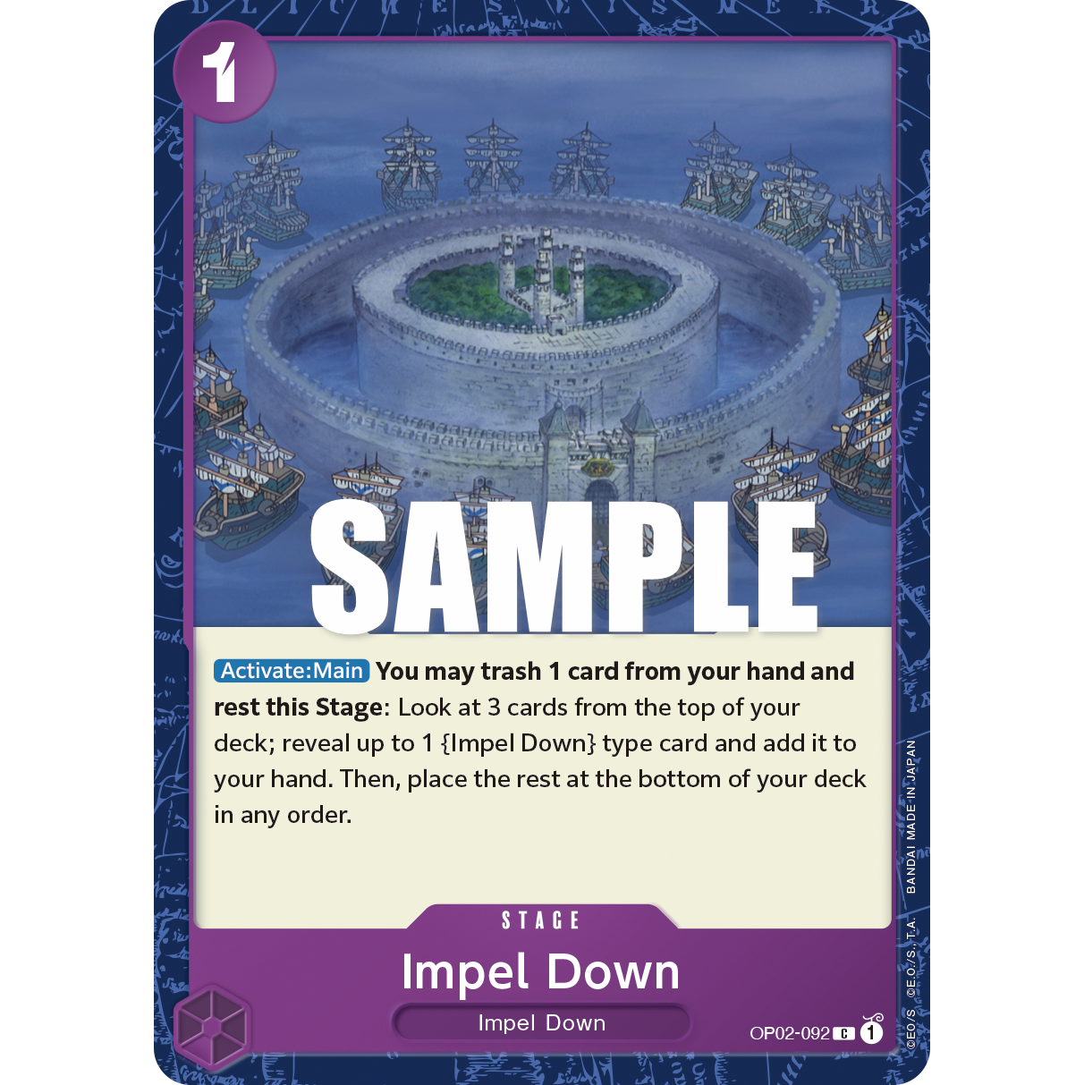 ONE PIECE CARD GAME OP02-092 C IMPEL DOWN "PARAMOUNT WAR INGLÉS"