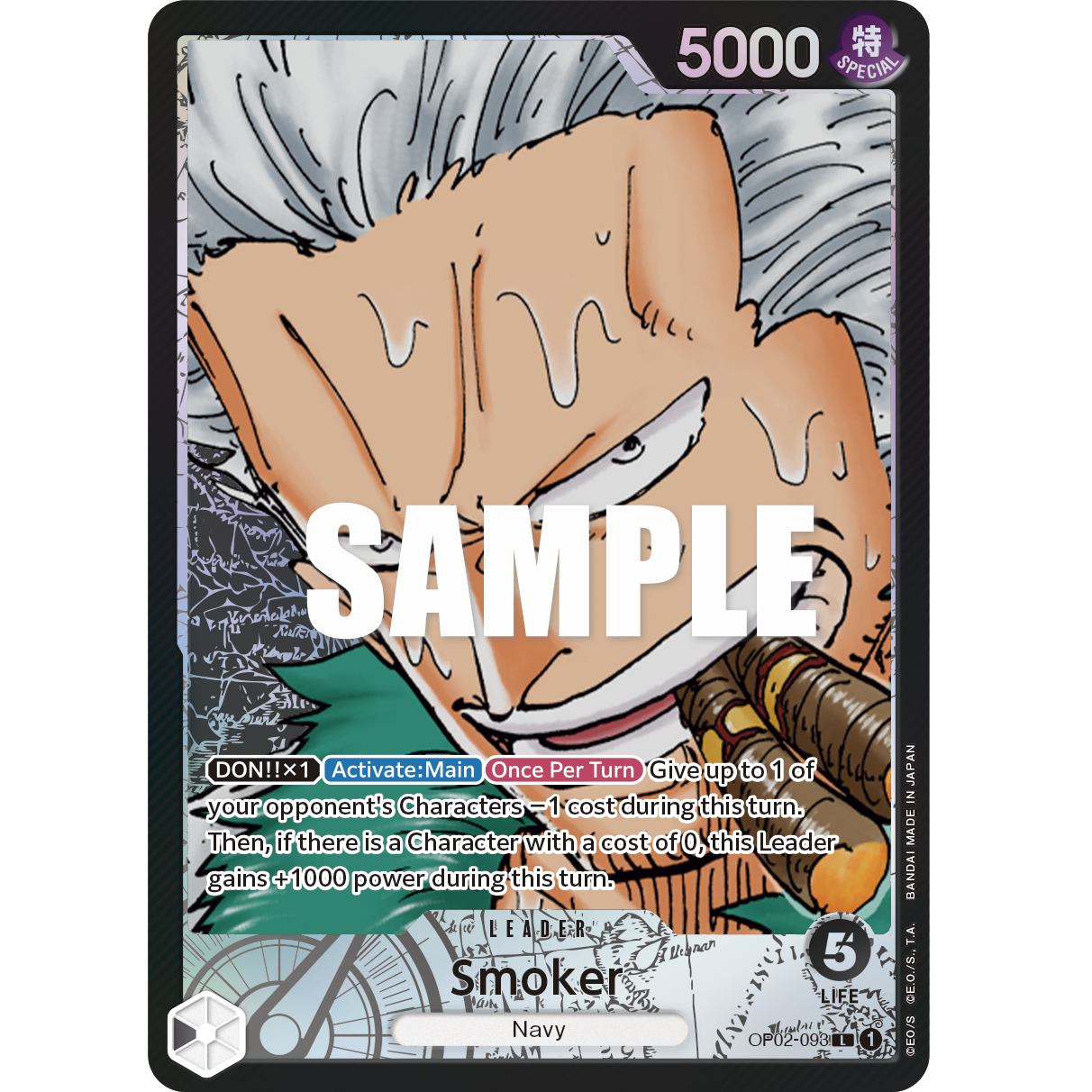 ONE PIECE CARD GAME OP02-093 L SMOKER (V.2) "PARAMOUNT WAR ENGLISH"