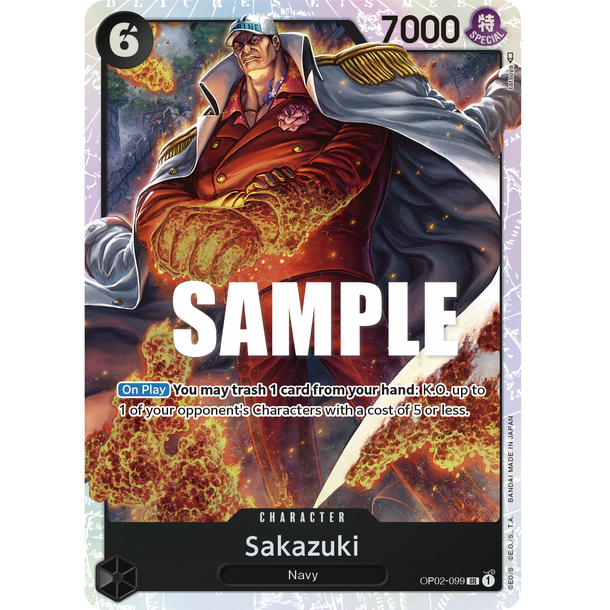 ONE PIECE CARD GAME OP02-099 SR SAKAZUKI (V.1) "PARAMOUNT WAR ENGLISH"