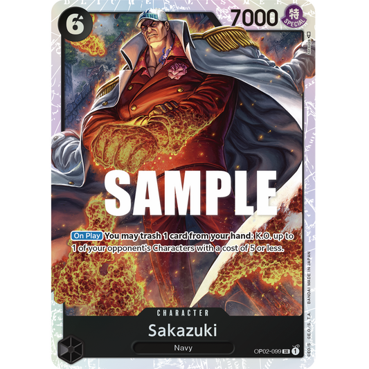 ONE PIECE CARD GAME OP02-099 SR SAKAZUKI (V.1) "PARAMOUNT WAR INGLÉS"