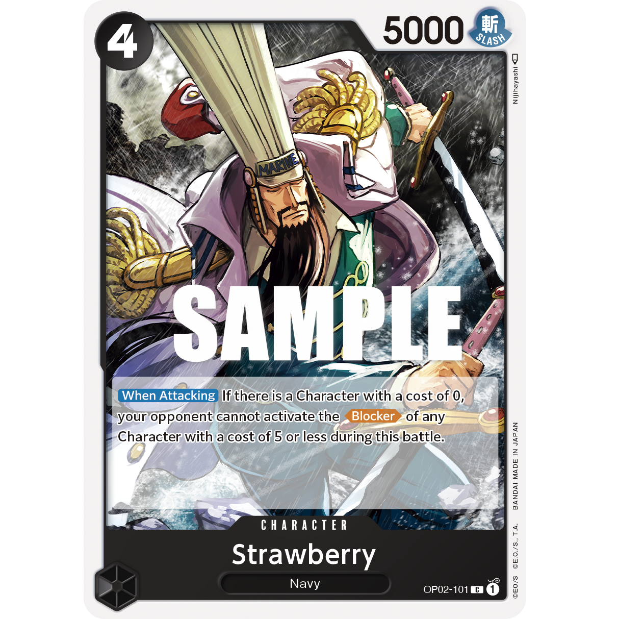 ONE PIECE CARD GAME OP02-101 C STRAWBERRY "PARAMOUNT WAR INGLÉS"