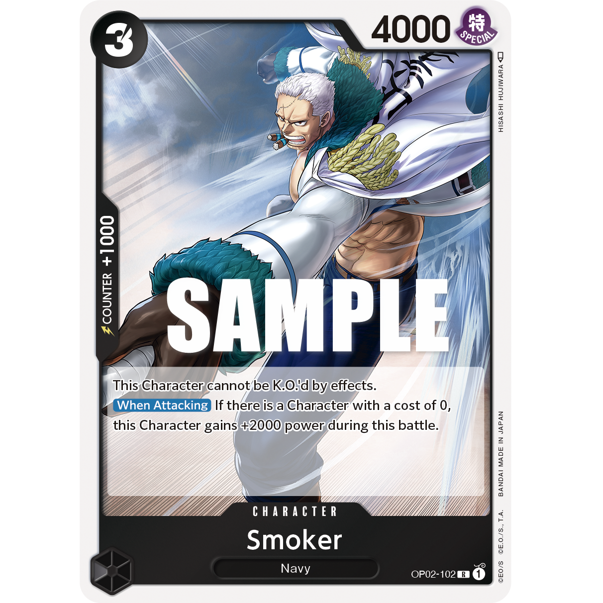 ONE PIECE CARD GAME OP02-102 R SMOKER "PARAMOUNT WAR INGLÉS"