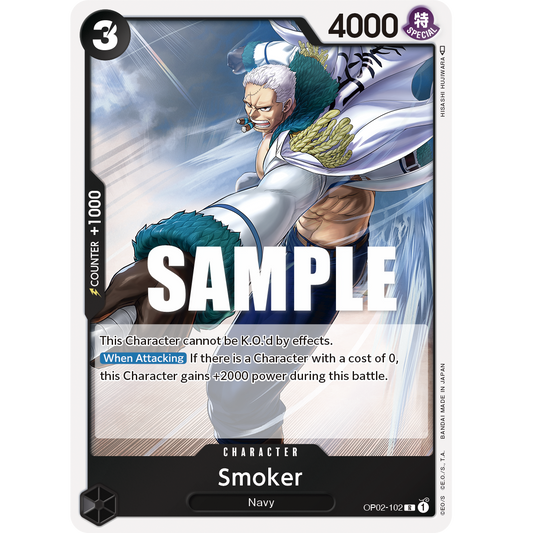 ONE PIECE CARD GAME OP02-102 R SMOKER "PARAMOUNT WAR INGLÉS"