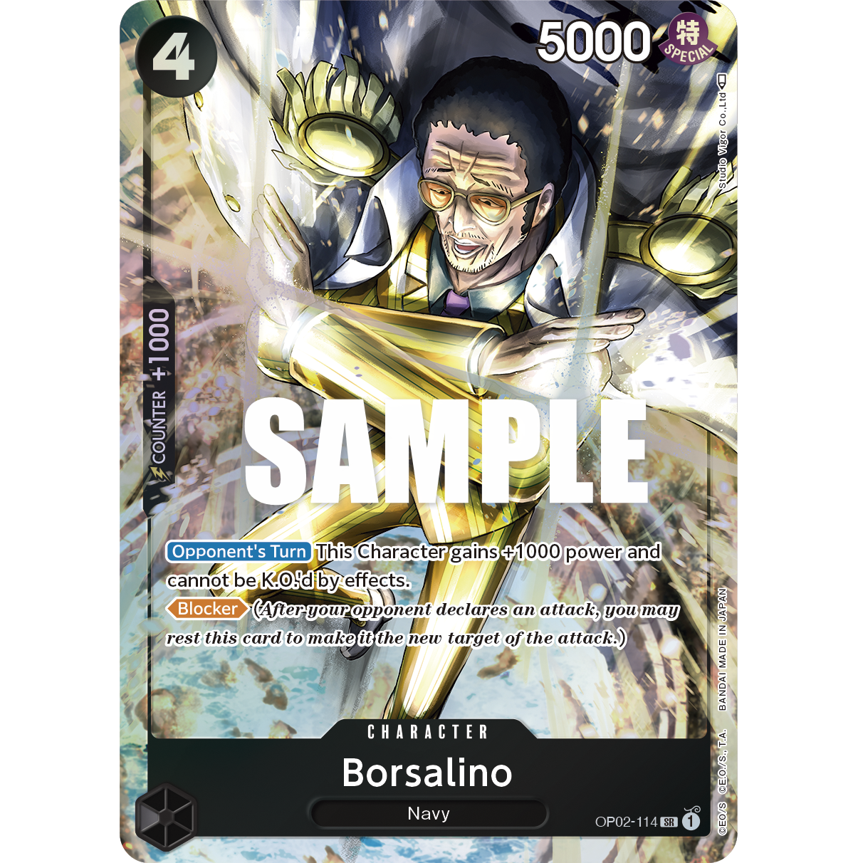 ONE PIECE CARD GAME OP02-114 SR BORSALINO (V.2) "PARAMOUNT WAR INGLÉS"