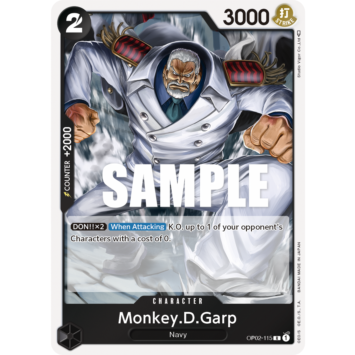 ONE PIECE CARD GAME OP02-115 R MONKEY.D.GARP (V.1) "PARAMOUNT WAR ENGLISH"