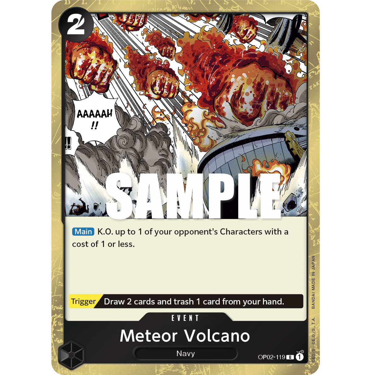 ONE PIECE CARD GAME OP02-119 R METEOR VOLCANO "PARAMOUNT WAR INGLÉS"