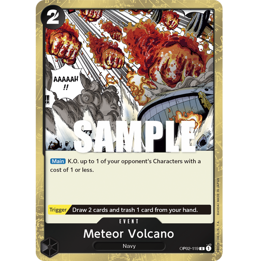ONE PIECE CARD GAME OP02-119 R METEOR VOLCANO "PARAMOUNT WAR INGLÉS"