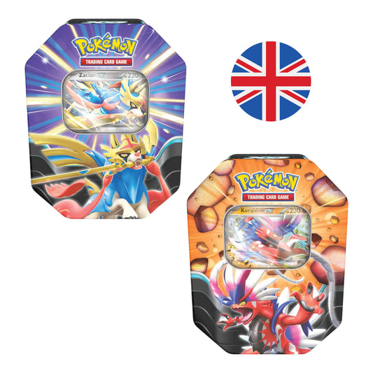 LATA SLASHING LEGENDS EX ZACIAN & KORAIDON TIN POKEMON TCG (INGLÉS)