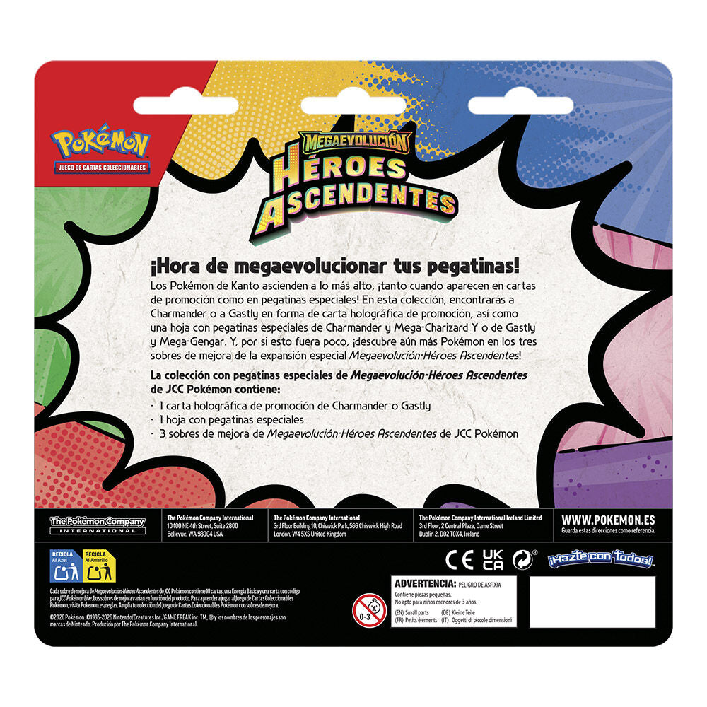 BLISTER 3 SOBRES TECH STICKER POKEMON HEROES ASCENDENTES (ESPAÑOL)