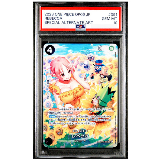 ONE PIECE CARD GAME PSA 10 REBECCA (SP ALT ART) OP05-091 SR WINGS OF CAPTAIN (JAPONÉS)