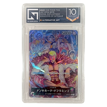 ONE PIECE CARD GAME DONQUIXOTE DOFLAMINGO OP04-019 ALT ART LEADER JAPONÉS - NG 10