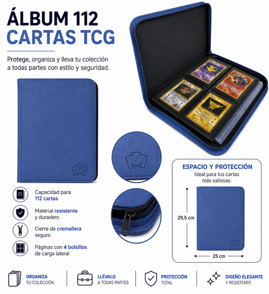 MINI ÁLBUM 112 TOPLOADER TCG 4 BOLSILLOS - AZUL