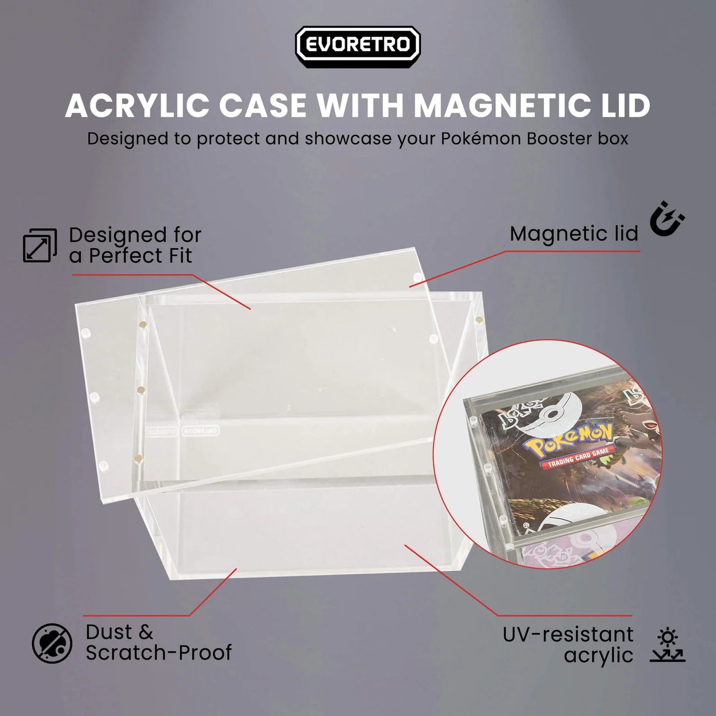 PROTECTOR MAGNÉTICO METACRILATO POKEMON CAJA DE 36 SOBRES - EVORETRO