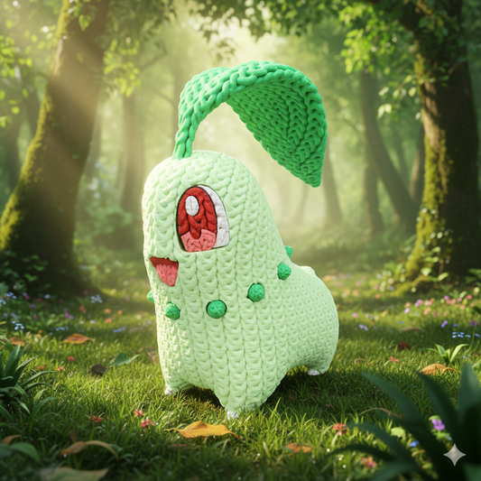 FIGURA CHIKORITA 3D ESTILO CROCHET – POKÉMON