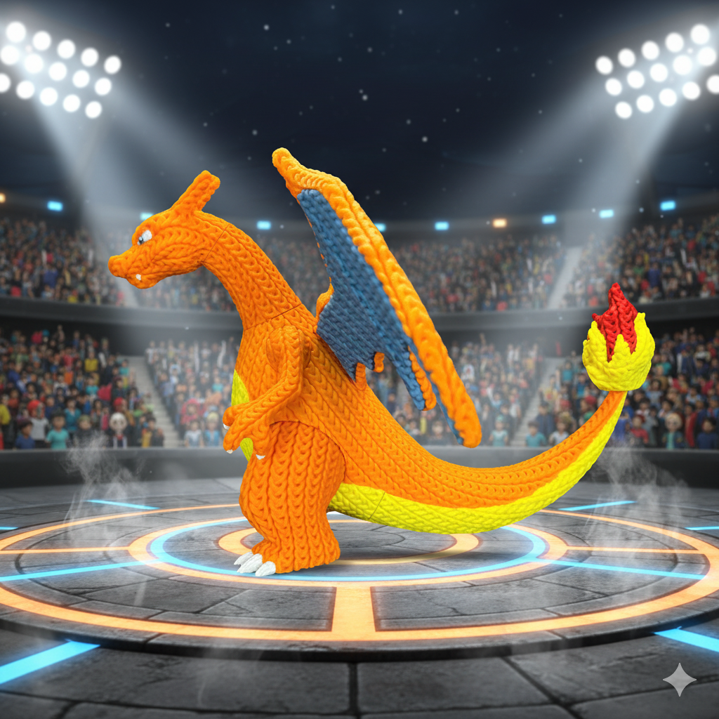FIGURA CHARIZARD 3D ESTILO CROCHET – POKÉMON