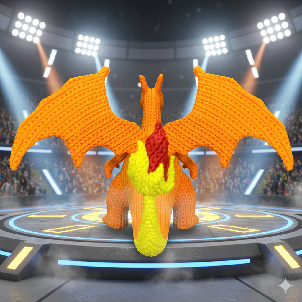 FIGURA CHARIZARD 3D ESTILO CROCHET – POKÉMON