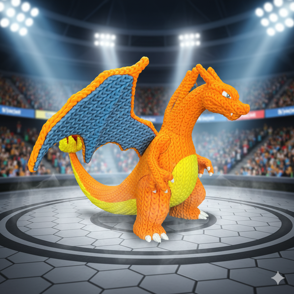 FIGURA CHARIZARD 3D ESTILO CROCHET – POKÉMON