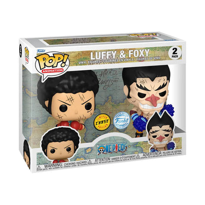 FUNKO POP ONE PIECE 2 PACK LUFFY & FOXY CHASE EXCLUSIVE