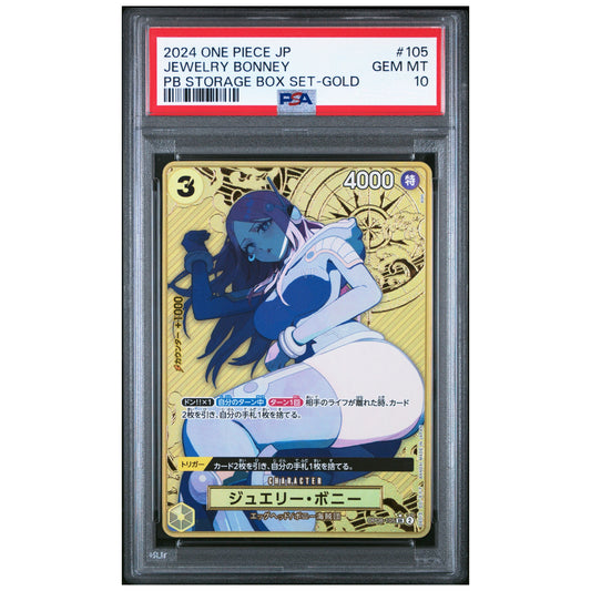 ONE PIECE CARD GAME PSA 10 JEWELRY BONNEY #105 PB STORAGE BOX SET-GOLD (JAPONÉS)