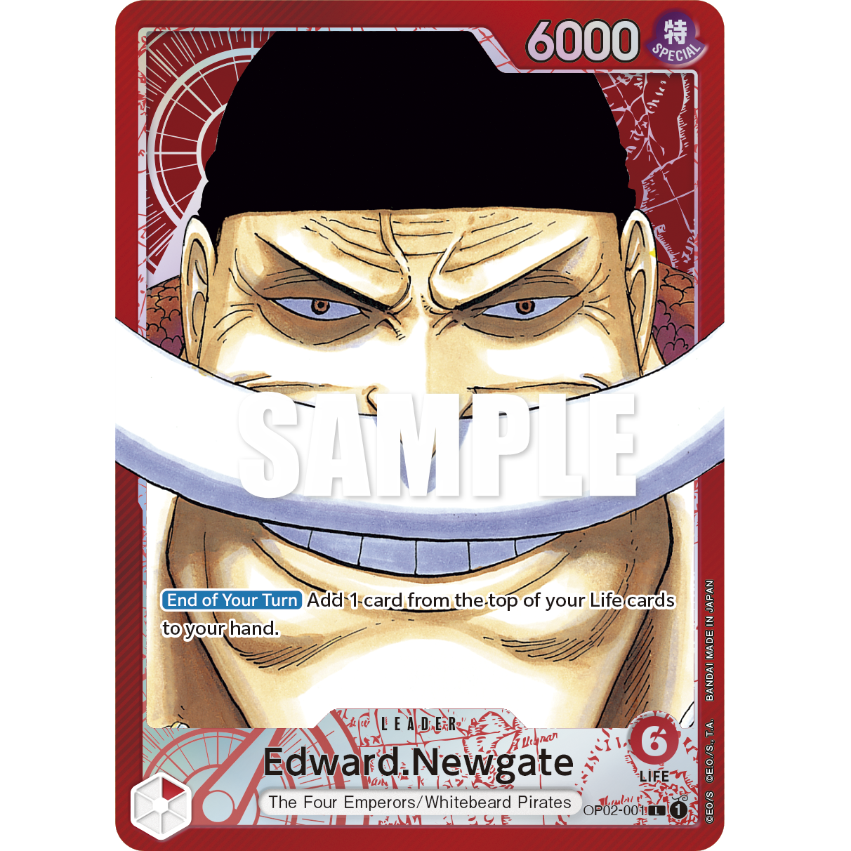 ONE PIECE CARD GAME OP02-001 L EDWARD.NEWGATE (V.2) "PARAMOUNT WAR ENGLISH"
