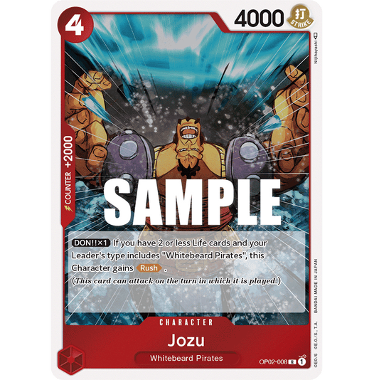 ONE PIECE CARD GAME OP02-008 R JOZU "PARAMOUNT WAR INGLÉS"