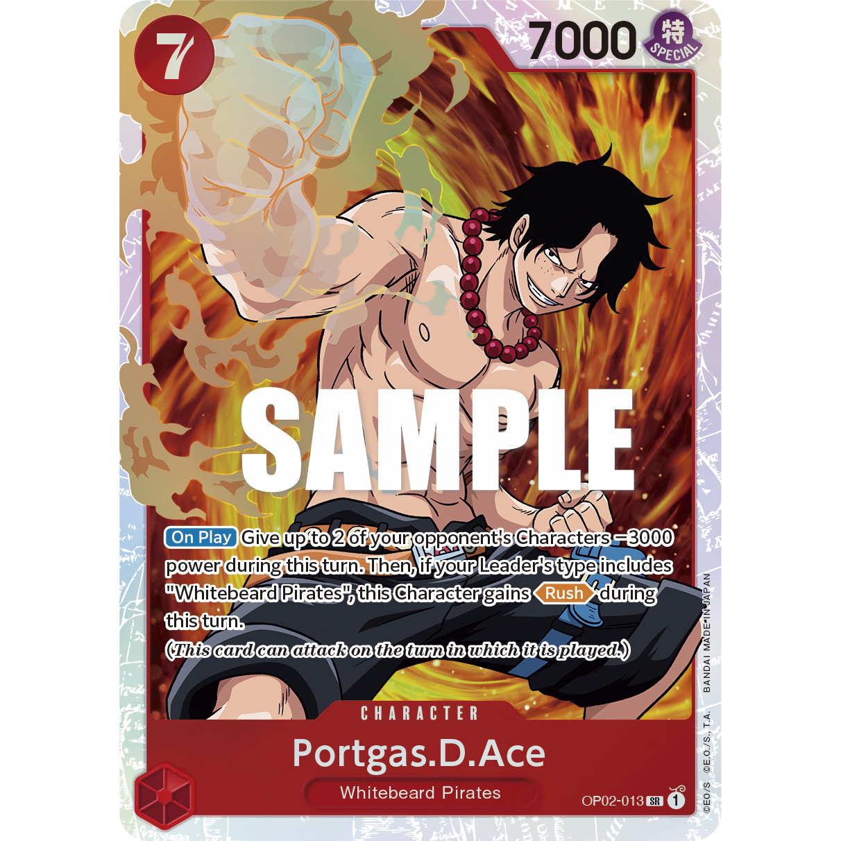 ONE PIECE CARD GAME OP02-013 SR PORTGAS D ACE (V.1) "PARAMOUNT WAR ENGLISH"