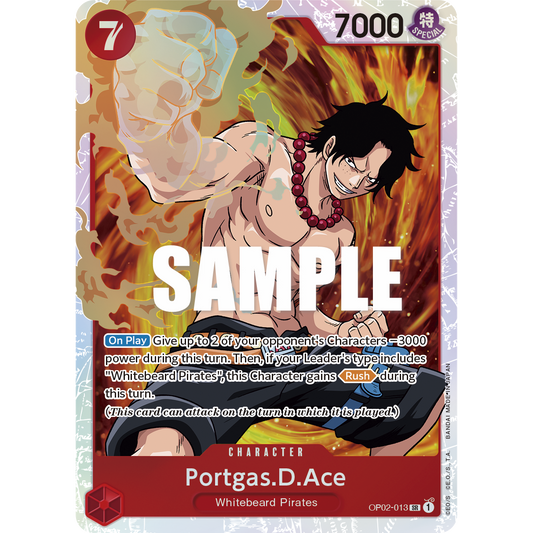ONE PIECE CARD GAME OP02-013 SR PORTGAS D ACE (V.1) "PARAMOUNT WAR ENGLISH"