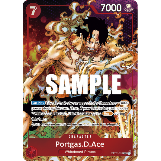 ONE PIECE CARD GAME OP02-013 SR PORTGAS D ACE (V.2) "PARAMOUNT WAR ENGLISH"