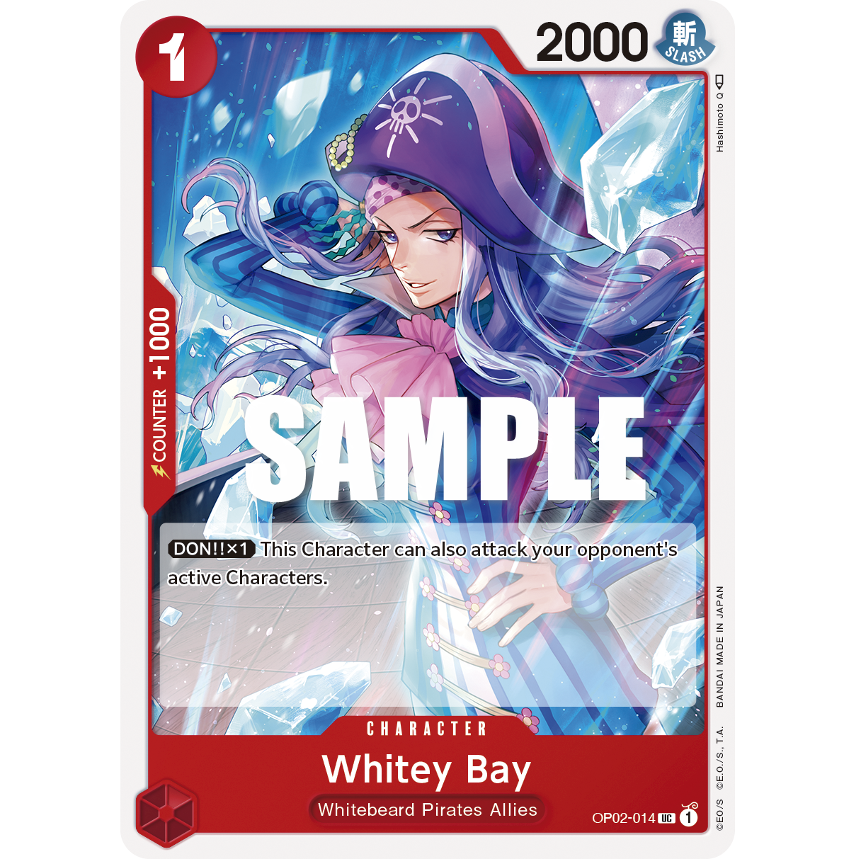 ONE PIECE CARD GAME OP02-014 UC WHITEY BAY "PARAMOUNT WAR INGLÉS"