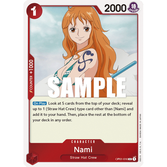ONE PIECE CARD GAME OP01-016 R NAMI (V.1) "ROMANCE DAWN ENGLISH"