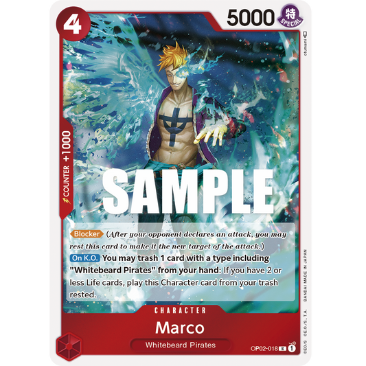 ONE PIECE CARD GAME OP02-018 R MARCO (V1) "PARAMOUNT WAR ENGLISH"