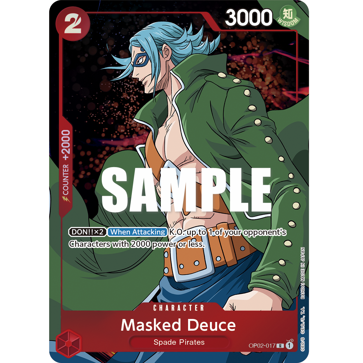 ONE PIECE CARD GAME OP02-017 R MASKED DEUCE (V.2) "PARAMOUNT WAR ENGLISH"