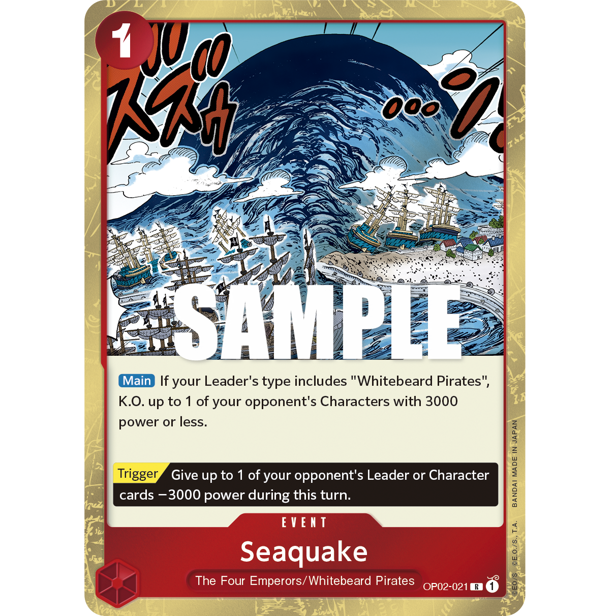 ONE PIECE CARD GAME OP02-021 R SEAQUAKE "PARAMOUNT WAR INGLÉS"