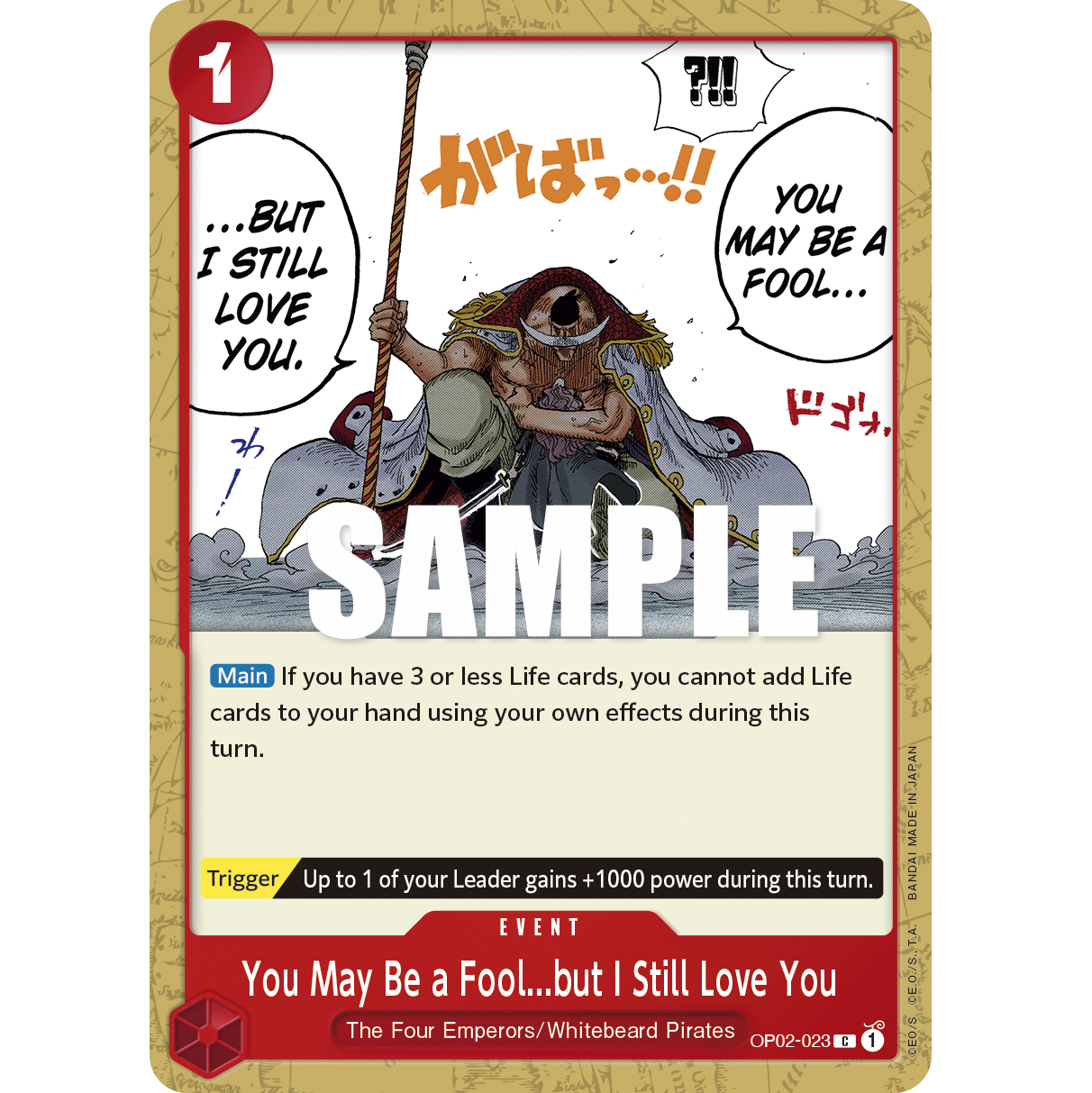 ONE PIECE CARD GAME OP02-023 C YOU MAY BE A FOOL... BUT I STILL LOVE YOU "PARAMOUNT WAR ENGLÉS"