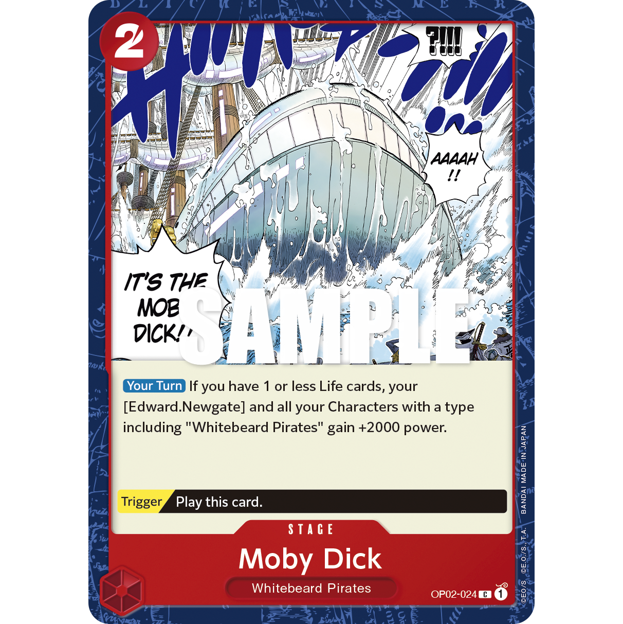 ONE PIECE CARD GAME OP02-024 C MOBY DICK "PARAMOUNT WAR ENGLISH"