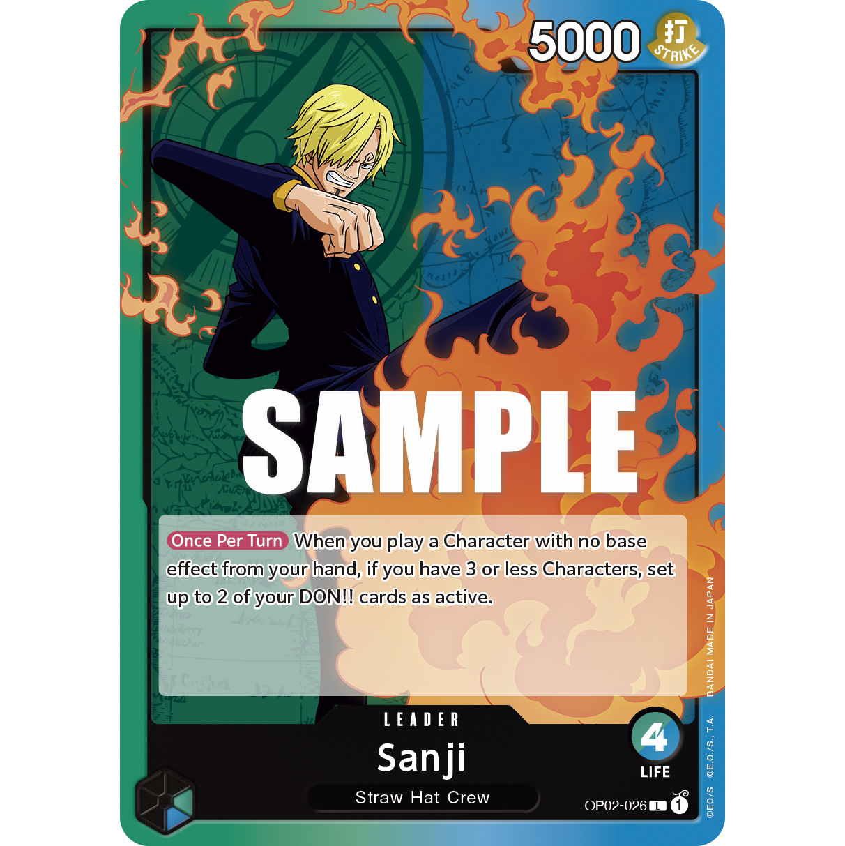 ONE PIECE CARD GAME OP02-026 L SANJI (V.1) "PARAMOUNT WAR ENGLISH"