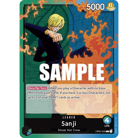 ONE PIECE CARD GAME OP02-026 L SANJI (V.1) "PARAMOUNT WAR ENGLISH"