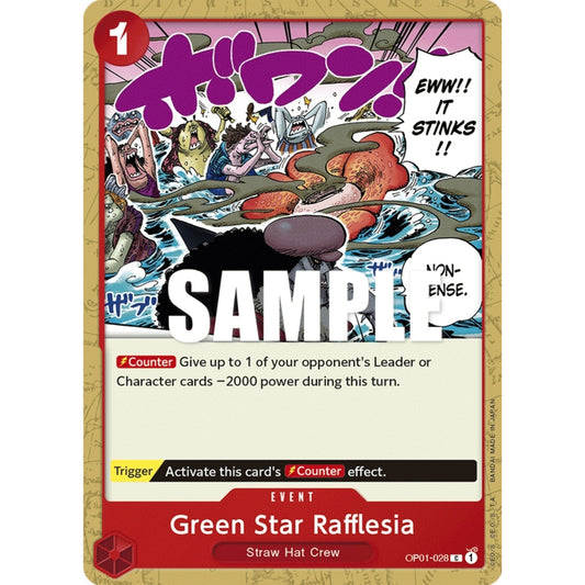 ONE PIECE CARD GAME OP01-028 C GREEN STAR RAFFLESIA "ROMANCE DAWN INGLÉS"