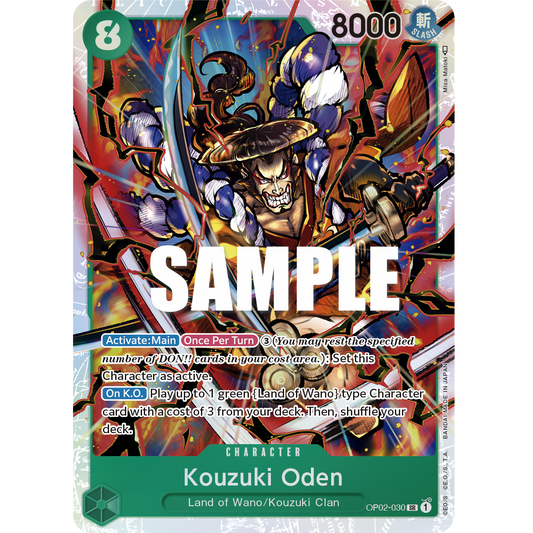 ONE PIECE CARD GAME OP02-030 SR KOUZUKI ODEN (V.1) "PARAMOUNT WAR ENGLISH"