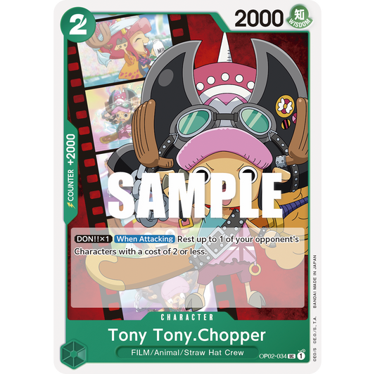 ONE PIECE CARD GAME OP02-034 UC TONY TONY CHOPPER "PARAMOUNT WAR INGLÉS"