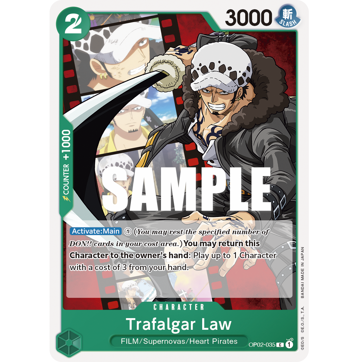 ONE PIECE CARD GAME OP02-035 C TRAFALGAR LAW "PARAMOUNT WAR ENGLISH"