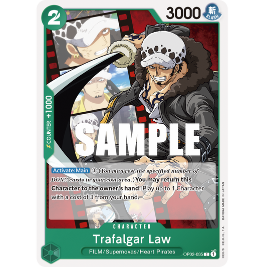 ONE PIECE CARD GAME OP02-035 C TRAFALGAR LAW "PARAMOUNT WAR INGLÉS"