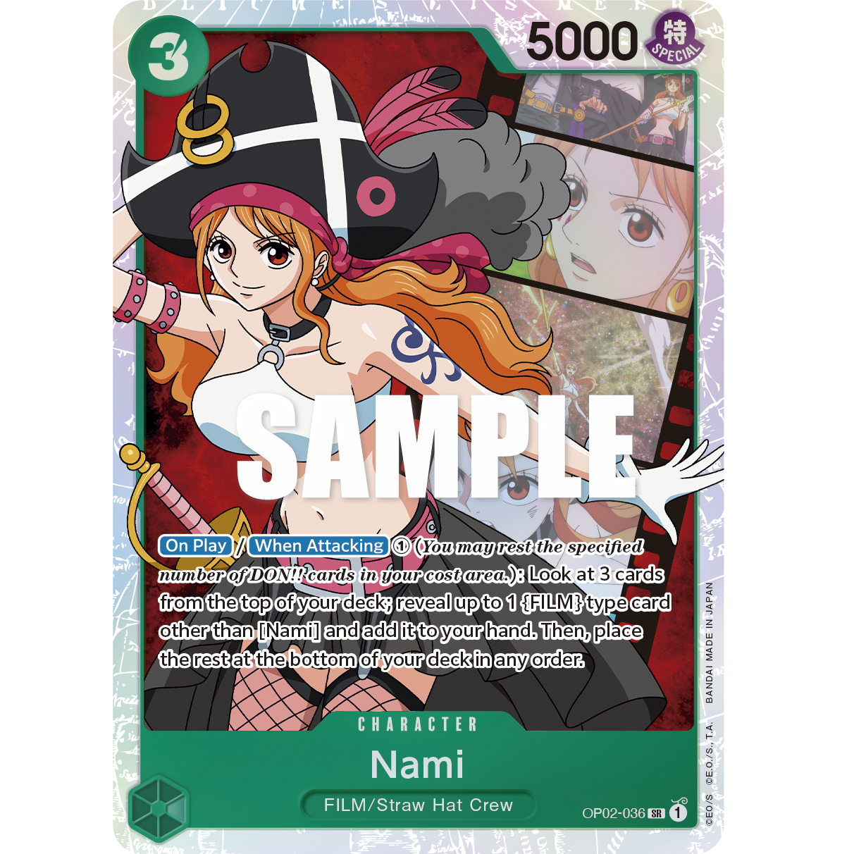 ONE PIECE CARD GAME OP02-036 SR NAMI (V.1) "PARAMOUNT WAR ENGLISH"