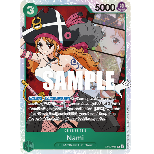 ONE PIECE CARD GAME OP02-036 SR NAMI (V.1) "PARAMOUNT WAR INGLÉS"