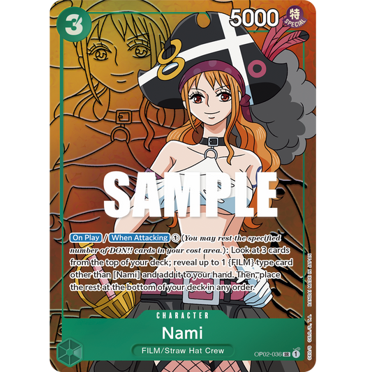 ONE PIECE CARD GAME OP02-036 SR NAMI (V.2) "PARAMOUNT WAR ENGLISH"